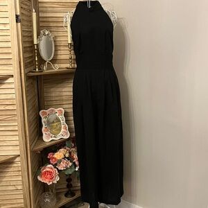 Vintage 90’s Union Made Misty Lane Black Halter Jumpsuit Sz 7/8